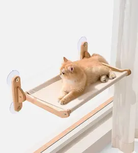 Cat Desk Hammock & Wall Mounted Cat Shelves, Wall-Mounted Resting Spot with Safe Corner, Smooth Edges, Suction Cup Support, Space-Saving Pet Furniture