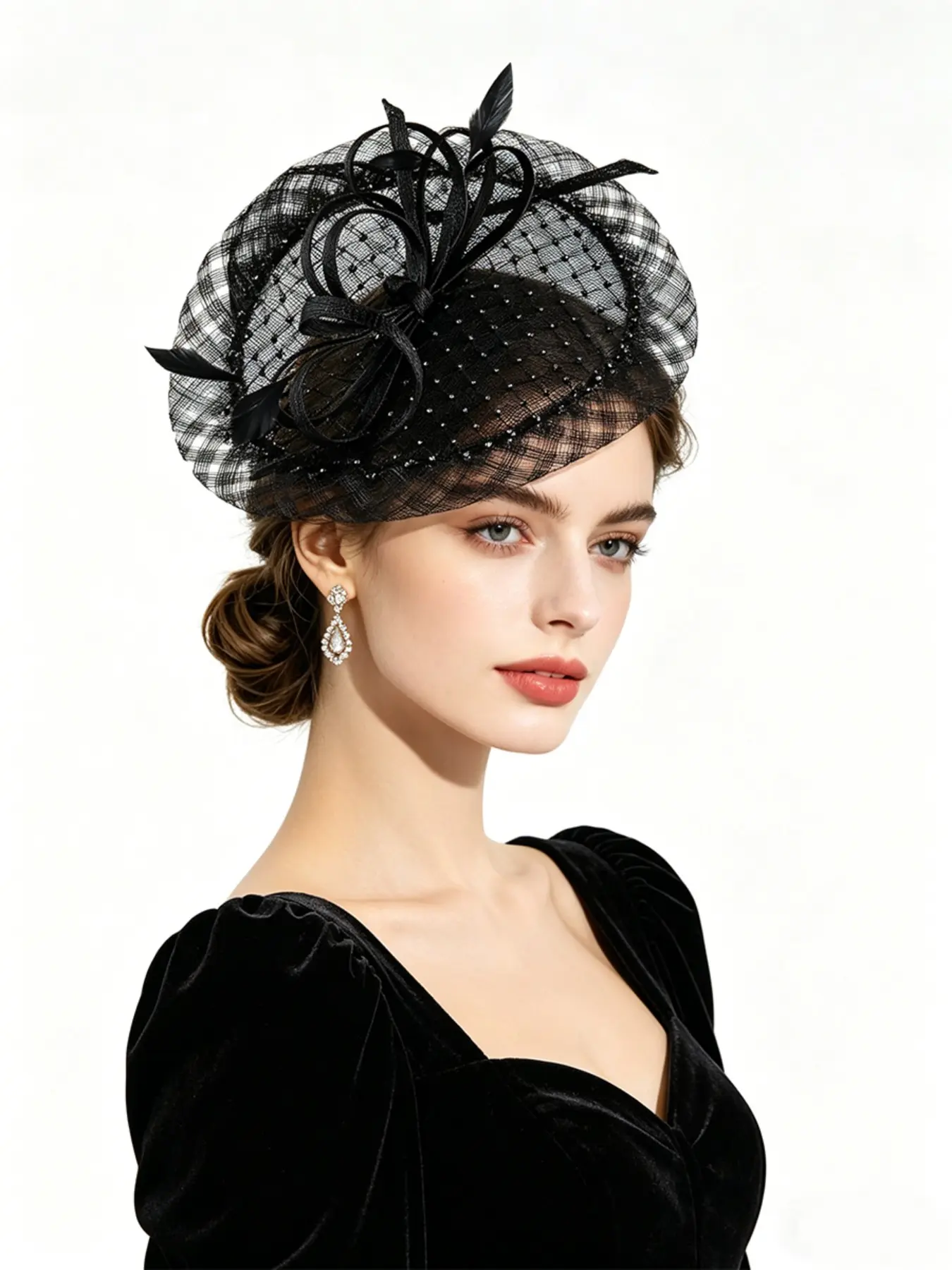 1PC Elastic net Large Fascinator Fashion Wedding Hat Unique Derby Party Hat Fashion Photography Church Hats Bride Fascinators Female Bridal Headpiece