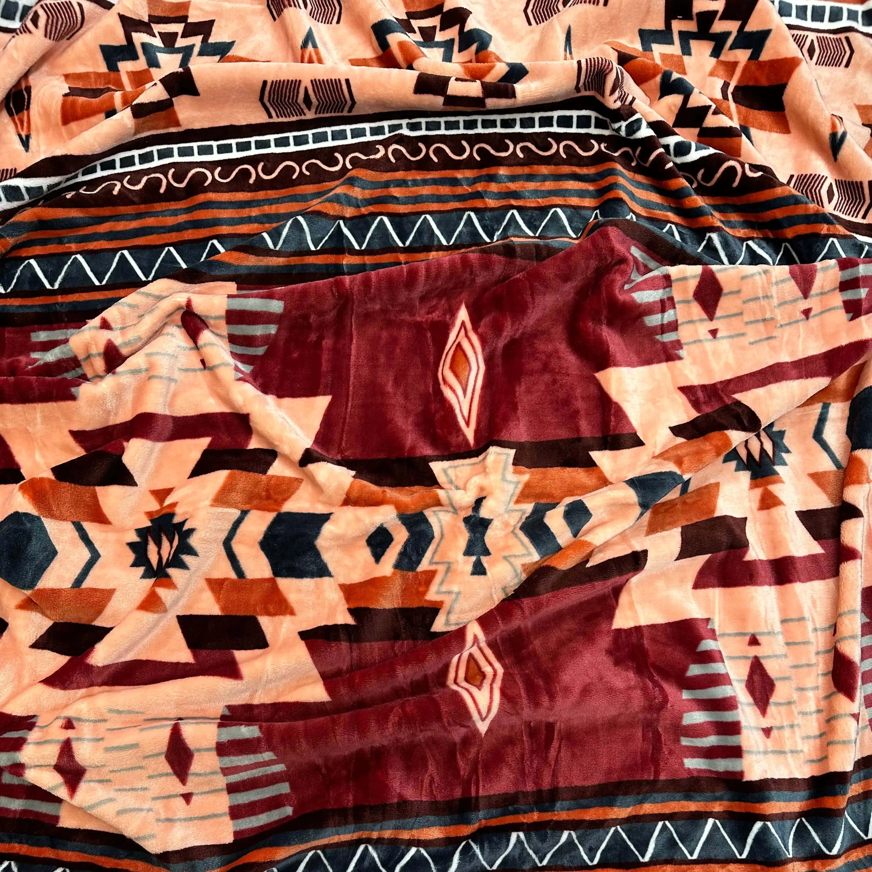 Mocha Brown Southwestern Oversized Blanket 82"x90"