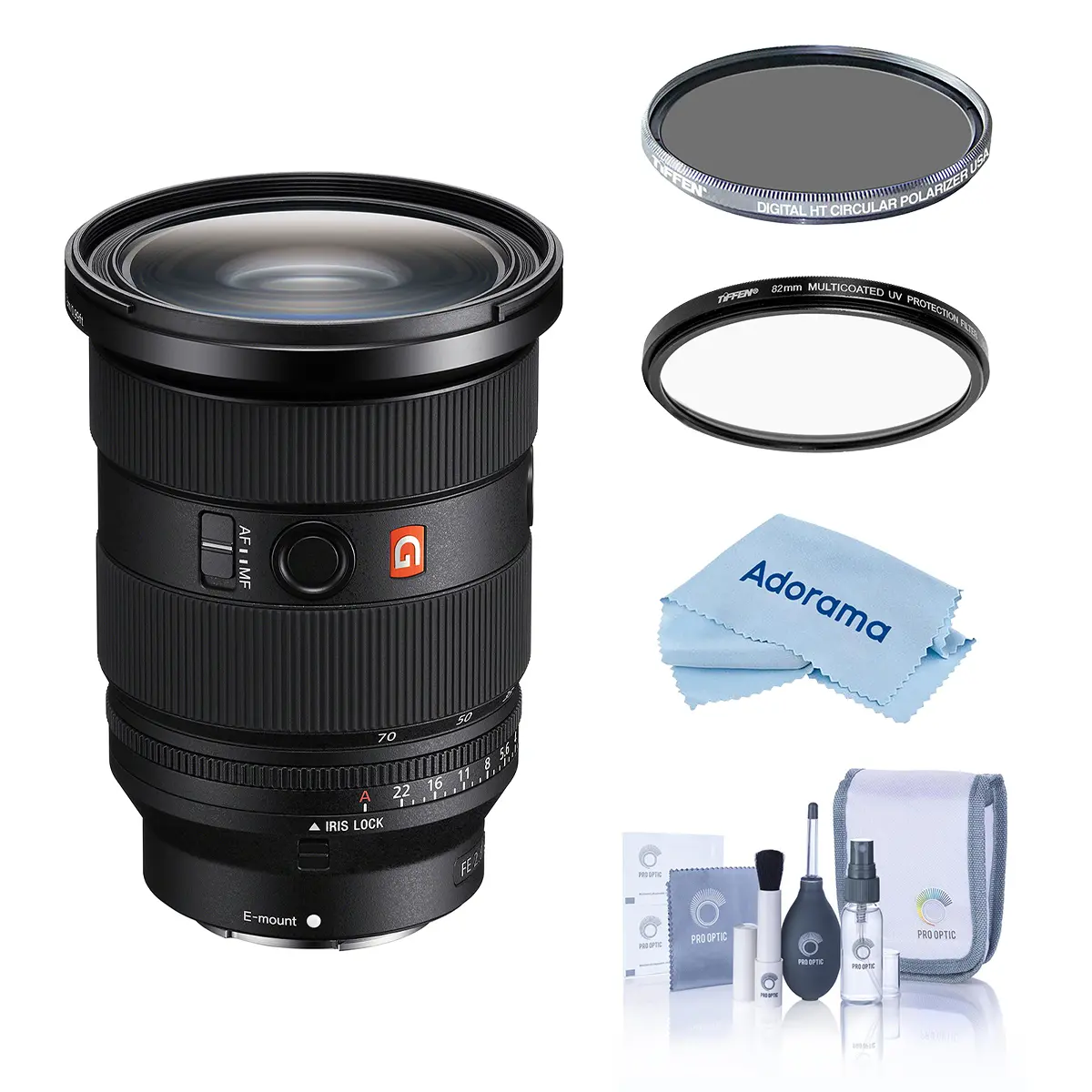 Sony FE 24-70mm f/2.8 GM Lens, Bundle with Tiffen 82mm UV and CPL Filters