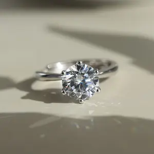 "ON POINT" ROUND BRILLIANT DIAMOND SOLITAIRE RING with adjustable band (1-3CT) Premium CZ in Sterling Silver