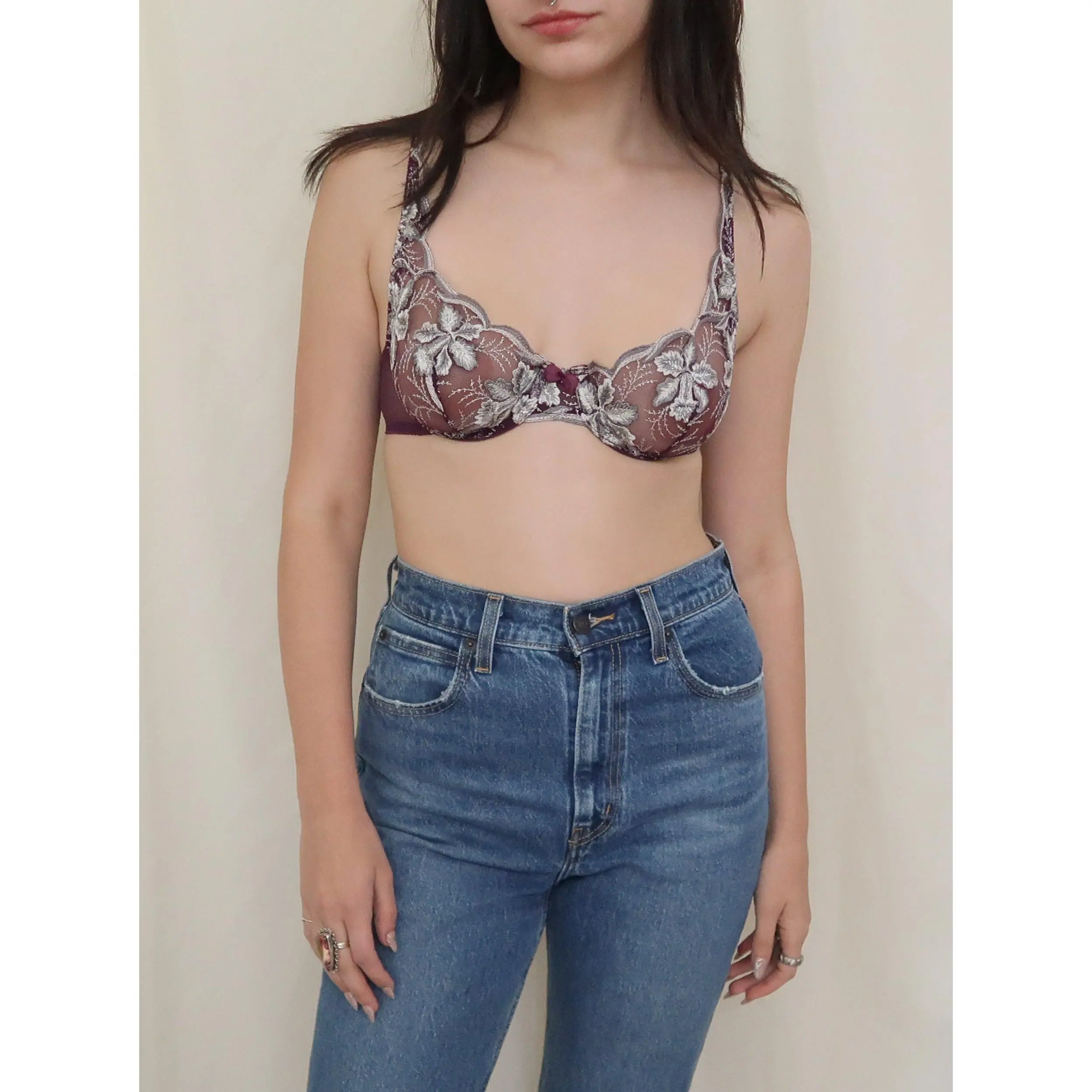 1999 VS PURPLE & SILVER BRA PANTY SET - (34B/32C/36A + XS/S)