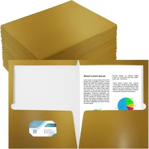 100 Pack 2 Pockets Glossy Laminated Paper Folder  of School Presentation Folder Letter Size Two Pocket File Portfolio Holder  to School Items Bulk for Teacher Office ()