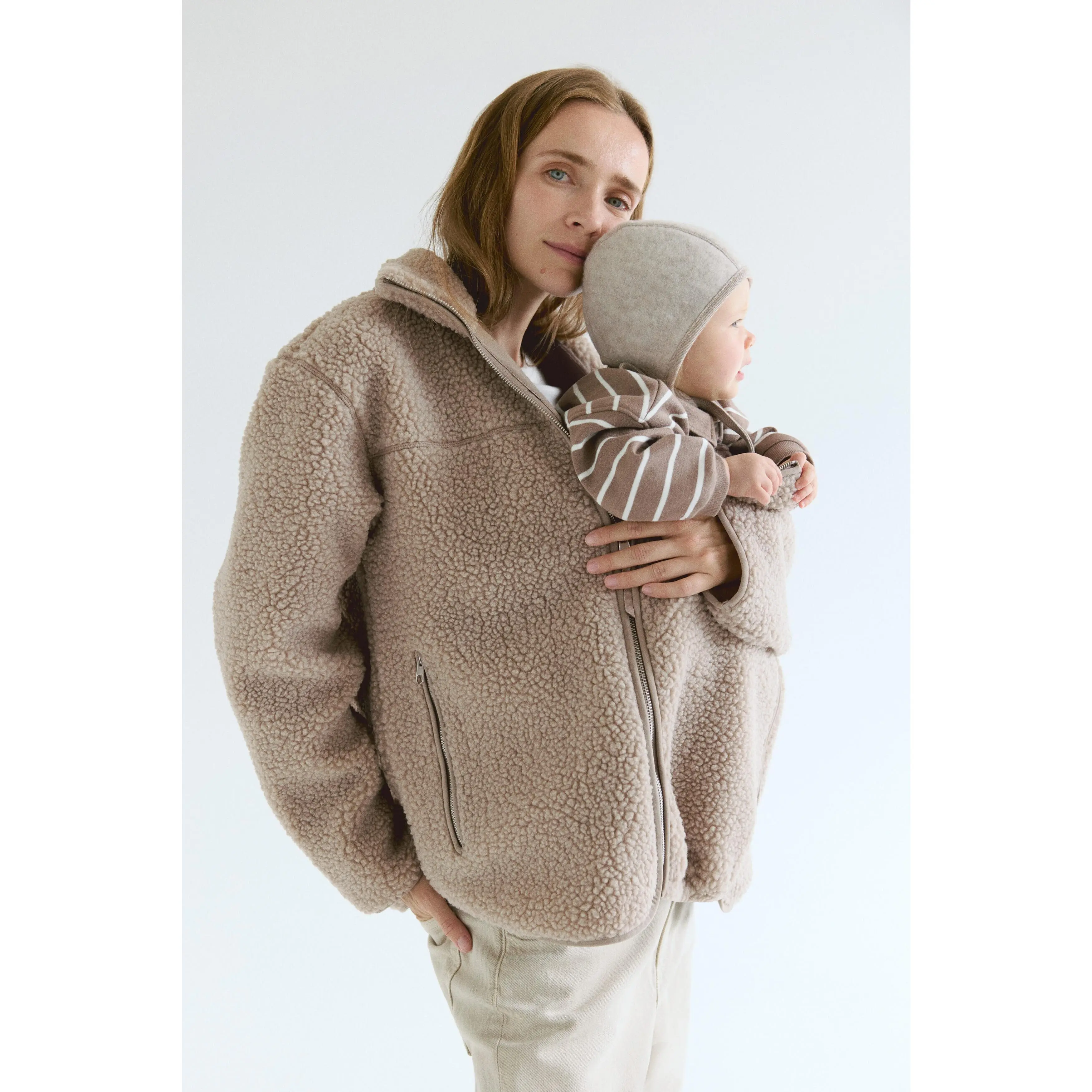 H&M MAMA Before & After Babywearing teddy jacket