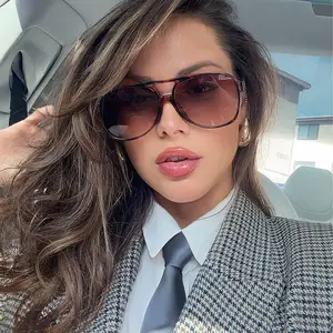 LAST CHERRY Oversized Aviator Sunglasses Women's Stylish UV Protection Color Lenses Fashionable Accessory for Casual & Formal Events Trendy Design Enhances Your Look