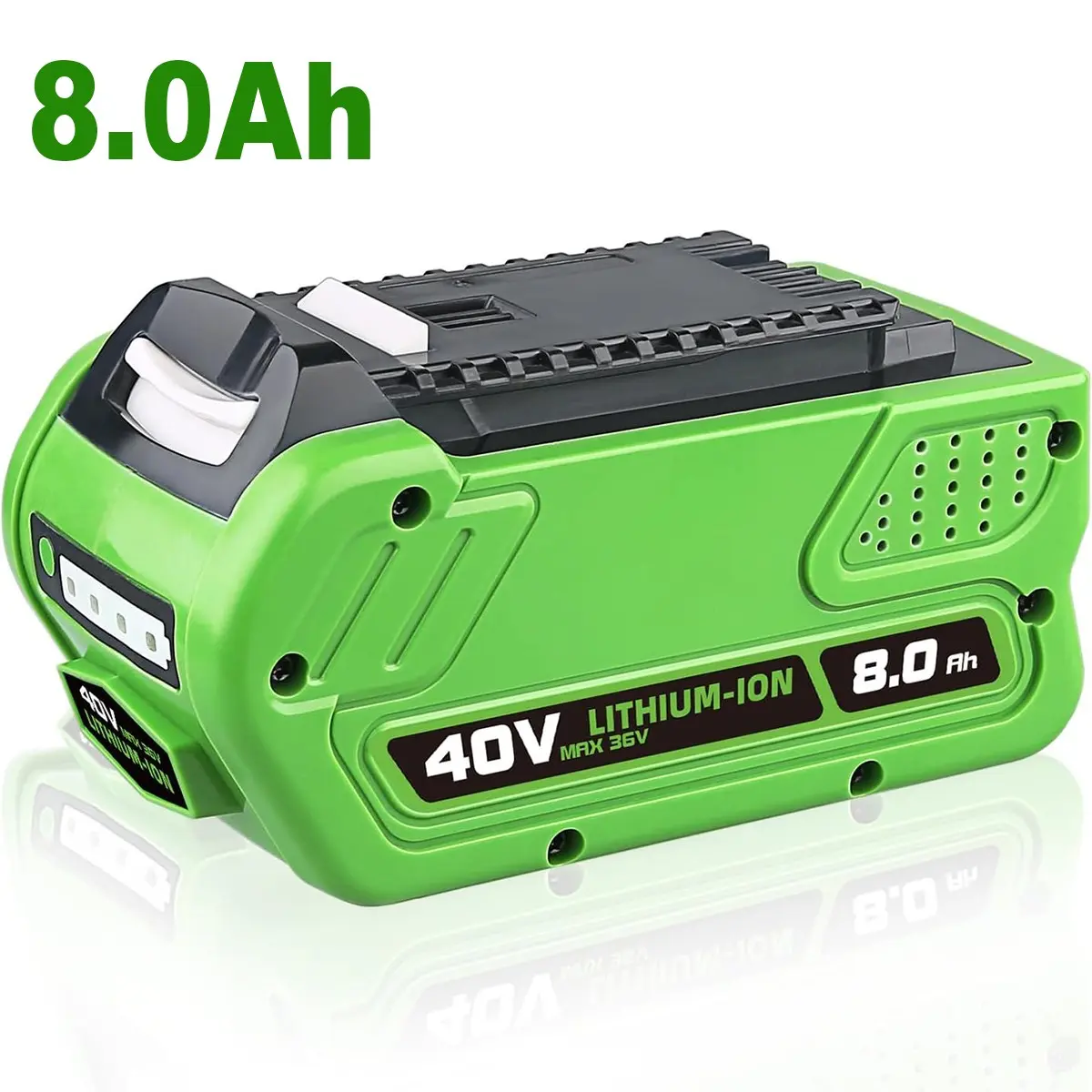40V 8.0Ah Lithium Ion Battery Replacement for Greenworks 40V Batteries, Compatible with Models 29462, 29252, 20202, 22262, 25312, 25322, 20642, 22272, 27062, 21242, with LED Indicator Light, Lithium Ion Batteries