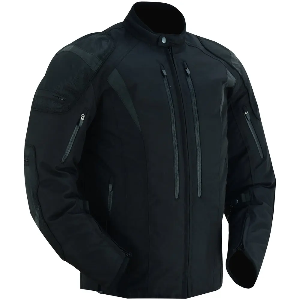 DANIEL SMART Men's LumeRush All-Season Motorcycle Jacket, Water-Resistant 600D Polyester Textile Coat with CE Armor, Stretch Panels & Removable Liner, Tops, Pocket, Menswear, Long Sleeve, Zipper, Mock Neck, Modern Fit, Waterproof, Padded, Snap + Zip