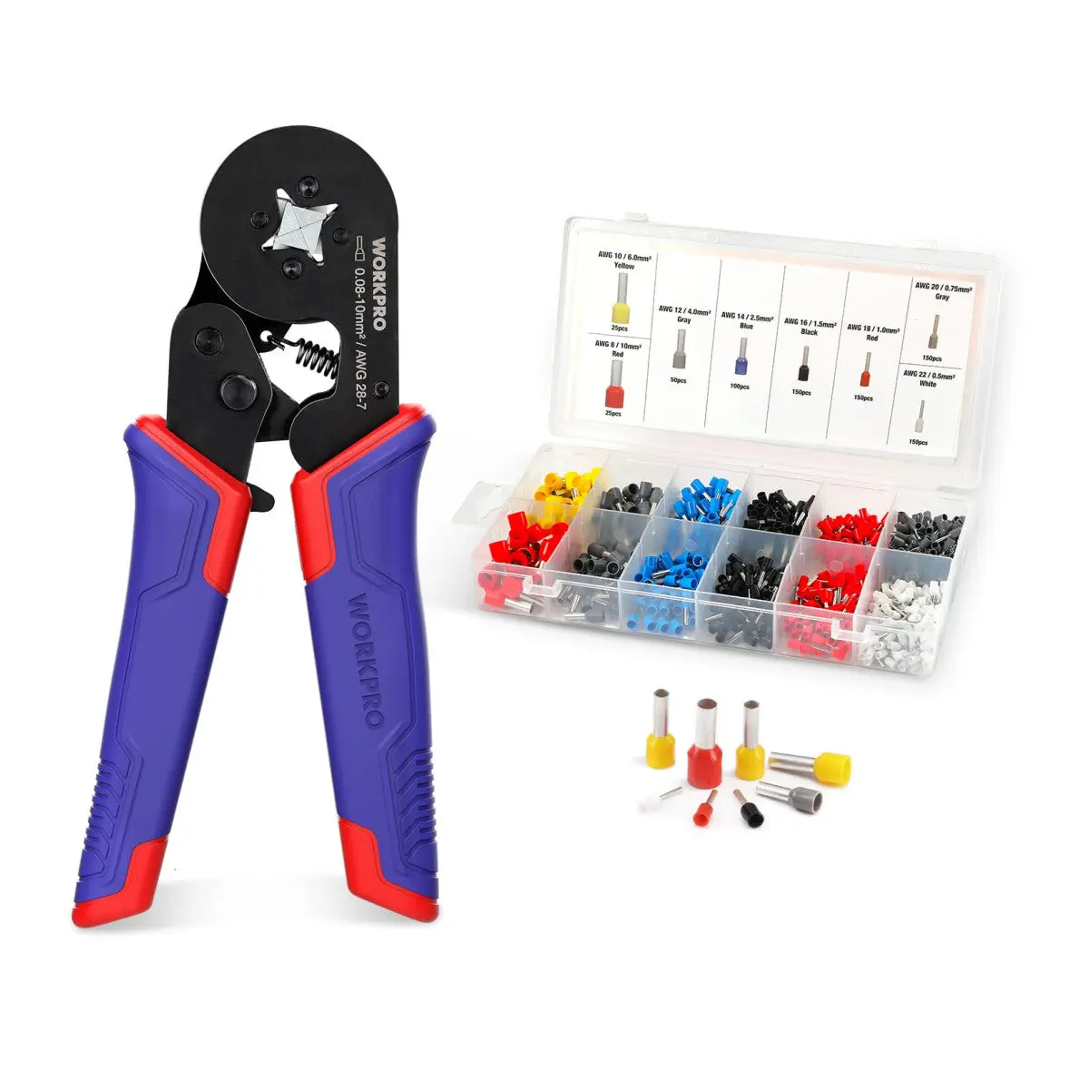 #BacktoSchool WORKPRO Ferrule Crimping Tool Kit, AWG 28-7 Self-adjustable Ratchet Wire Crimping Tool #BacktoSchool WORKPRO Ferrule Crimping Tool Kit, AWG 28-7 Self-adjustable Ratchet Wire Crimping Tool