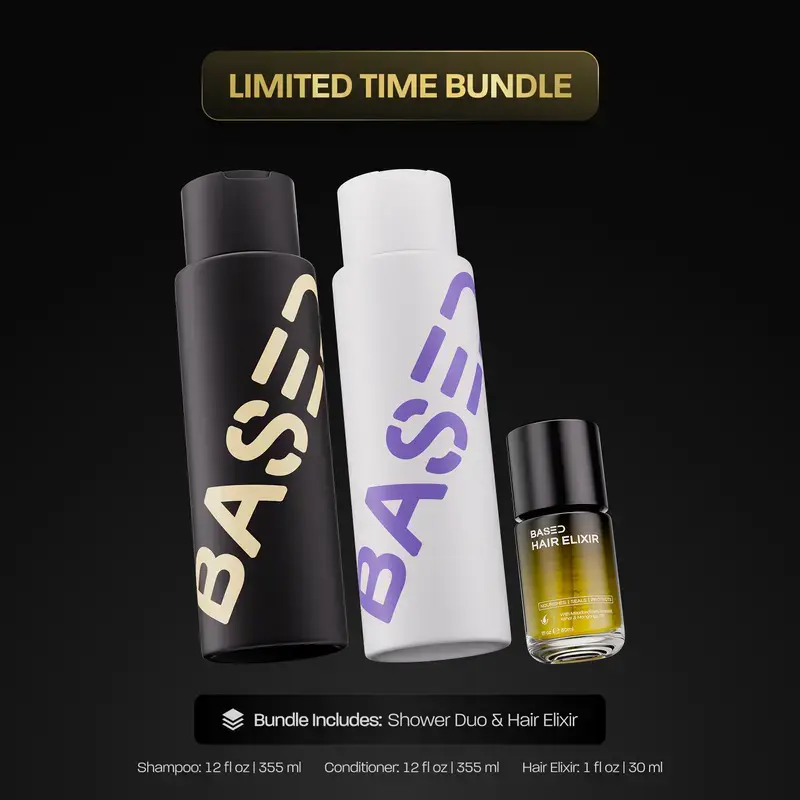 BASED Full Hair Care Trio with shampoo, conditioner and hair nourishing essence, featuring purifying, moisturizing and protective effects, lab-developed formula with excellent comprehensive performance