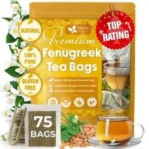 Premium 75 Fenugreek Tea Bags, 100% Natural & Pure from Fenugreek. Fenugreek Herbal Tea. Made with Natural Material Tea Bags. No Sugar, No Caffeine, No Gluten, Vegan. Beverage