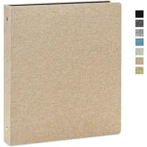 3 Ring Binder 1 Inch Round Rings Durable Binder with Linen Cover Holds 8.5" x 11" Paper for School Office and  Khaki