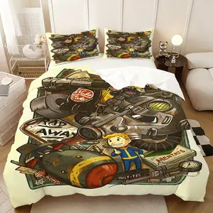 3Pcs,Fallout  three-piece bedding set, soft, comfortable and skin-friendly, universal in all seasons, bedding set, no pillow core, no quilt core, suitable for bedrooms, guest rooms - (1 quilt cover + 2 pillowcases)