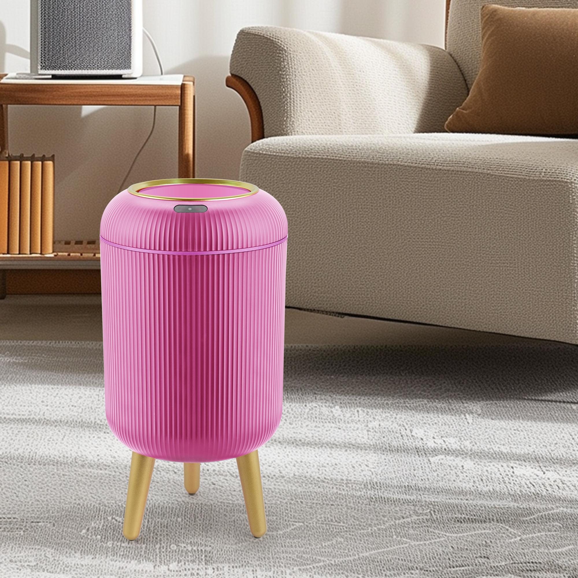 Pukomc Smart Sensor Waterproof Trash Can - Flip Top, Cute Nordic Style Design Springtok Homewares Space Saving Bins White Automatic Dispenser Bathroom Accessories