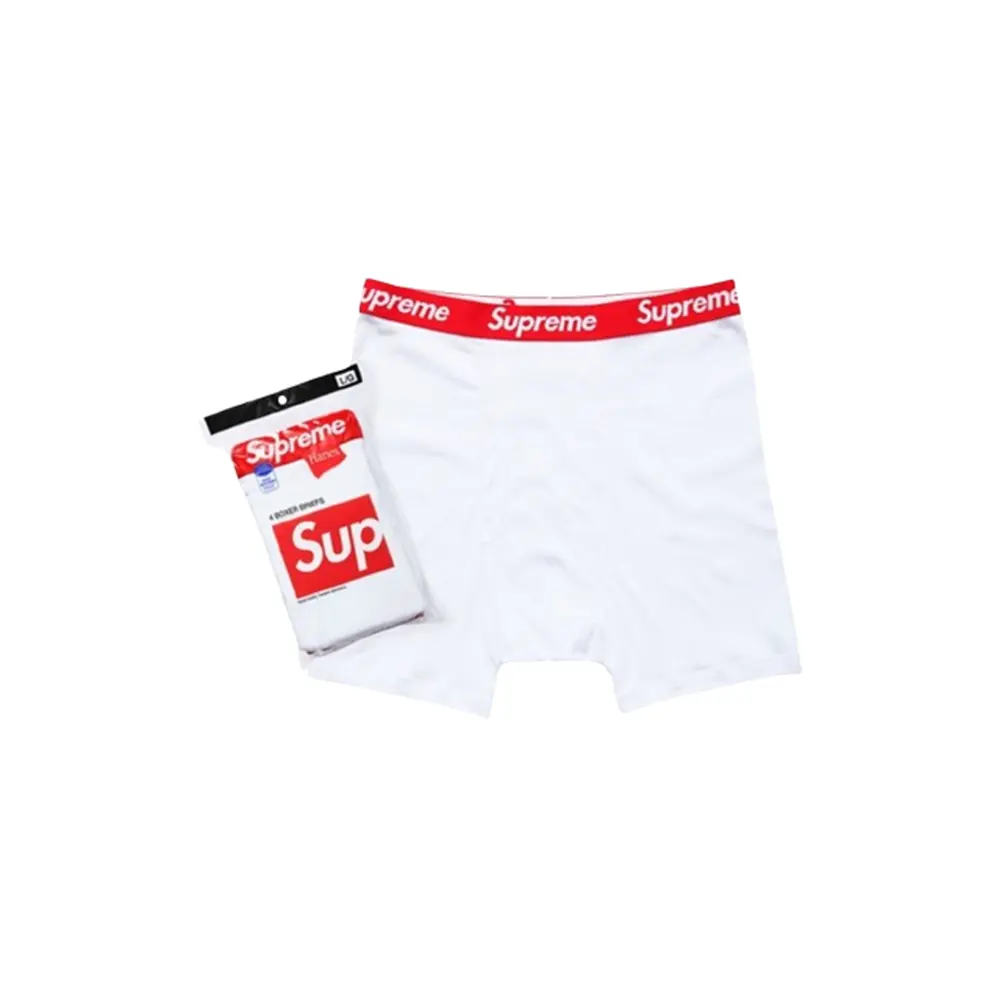 Men's Supreme x Hanes Boxer Briefs 4 Pack White