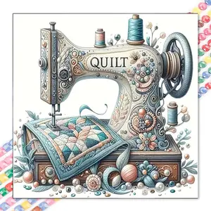 1pcs 5D DIY diamond painting kit, 5D diamond art set, DIY decoration, sewing machine, patchwork, decorative diamond painting kit with full round diamonds DIY, mosaic, diamond art, DIY art home decoration, suitable for Halloween and Christmas.