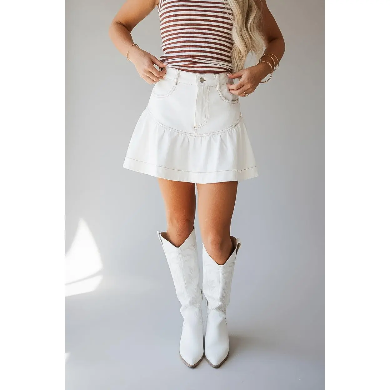 Kate White Denim Mini Skort