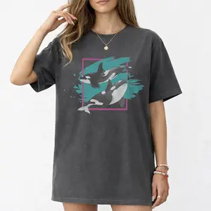 Comfort Colors Orca Shirt, Killer Whale Graphic Tee, Retro Ocean Animal Shirt