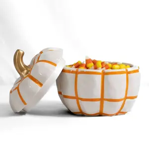 Plaid Pumpkin Candy Dish
