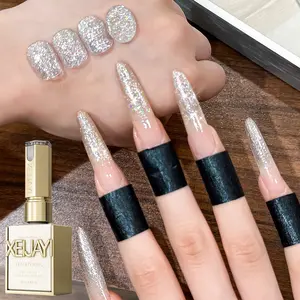 1PC 15ML M190 Super Bright Crushed Starlight Fine Glitter Nail Art Gel Spring Pop Nail Polish Gel Color Melted Diamond Salon Art Gel Fashion LED Nail Art Shiny Gloss For Salon Nail DIY Nail Art Design Cosmetic Cutics