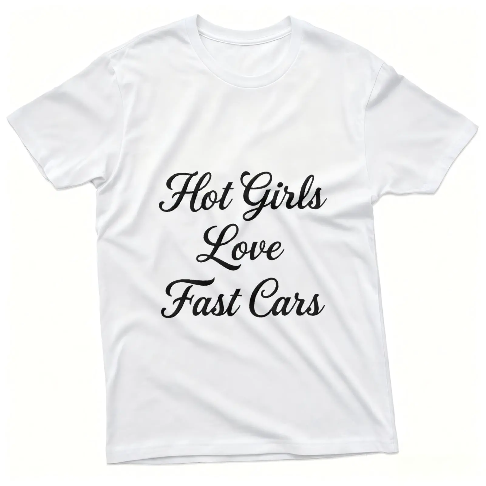 CARPESUN Trendy Graphic Tee Hot Girls Love Fast Cars Quote Print Cotton Short Sleeve Casual Streetwear Unisex Gift For Car Enthusiasts Boyfriend Girlfriend Friend Birthday Present