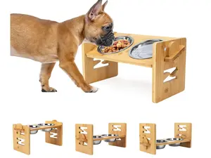 Adjustable Elevated Stainless Steel Pet Bowl for French Bulldogs – Tilted Feeding Design