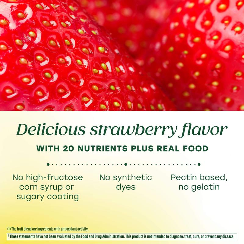 MegaFood Men's Whole Body Multi Gummy | 20 Nutrients, plus real food, Delicious Strawberry Flavor, Gluten Free, Vegetarian, 30 Servings