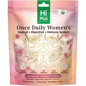 HiPlus Women's Probiotic Gummies (90ct) - pH Balance & Odor Control (Pineapple)