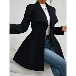 One piece set of elegant and stylish windbreaker with a waist cinched and large skirt, suitable for autumn and winter, suitable for home, indoor, and outdoor wear