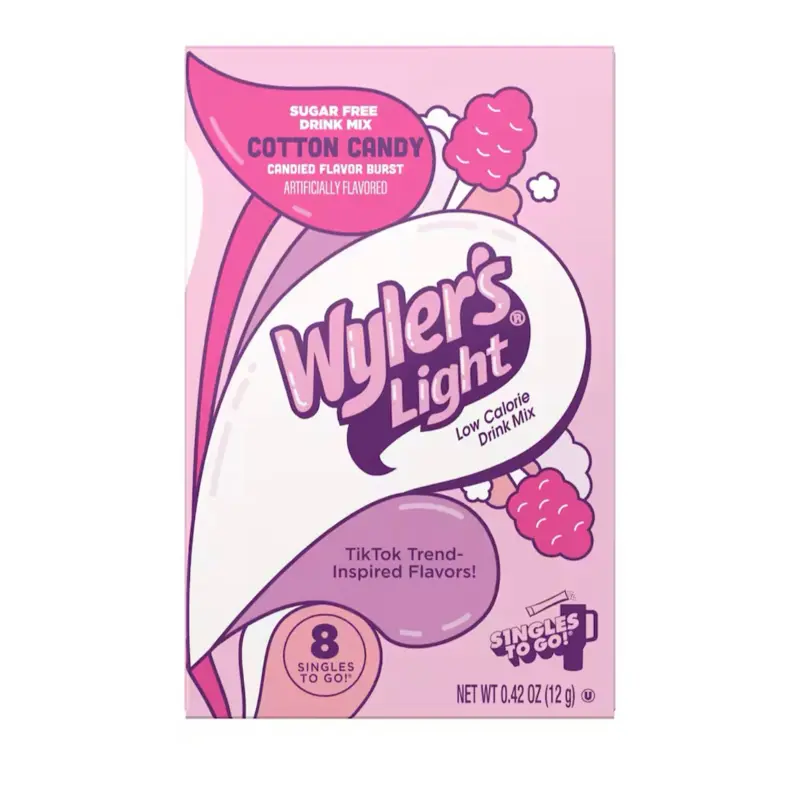 Wylers Light Sugar Free Drink Mix Cotton Candy Flavor- 8 Sticks Per Box