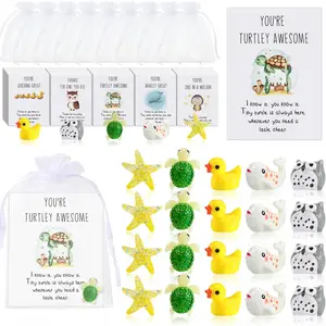 Employee Appreciation Gift Set 50 Resin Animal Ornaments with Inspirational Note Cards for Coworkers Graduation Office Staff Thank You Gifts in Organza Bags Ideal for Holidays & Encouragement