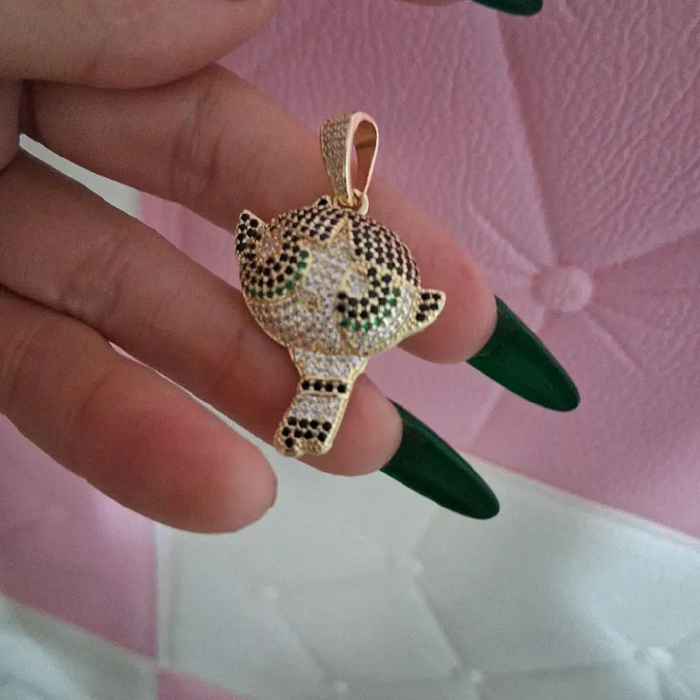 small doll pendant dark and green 14 k gokd  plated
