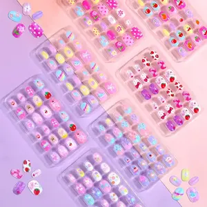 168Pcs Press on Nails for Girls, Fake Nails Pre Glue Stickers Nails Full Cover Short Acrylic Set Gifts for Girls Art Decoration