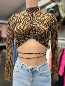 Exotic Scrunched Long Sleeve Top