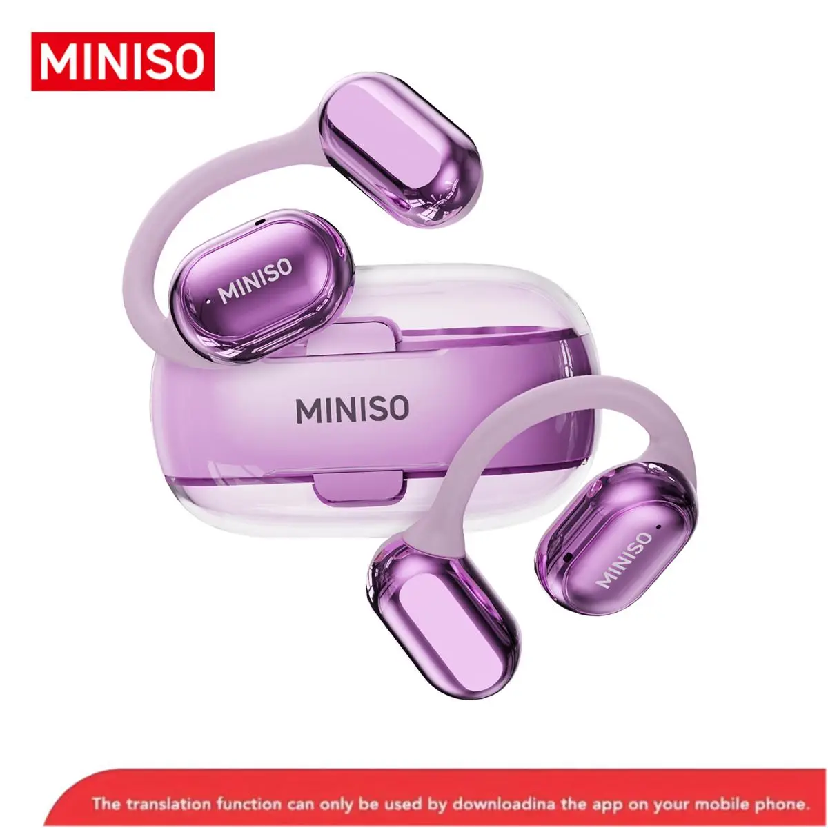 MINISO Wireless Ear-hook Headphone, Rechargeable Earphone with HiFi Sound, Long Battery Time Earphone Compatible with All Smartphones