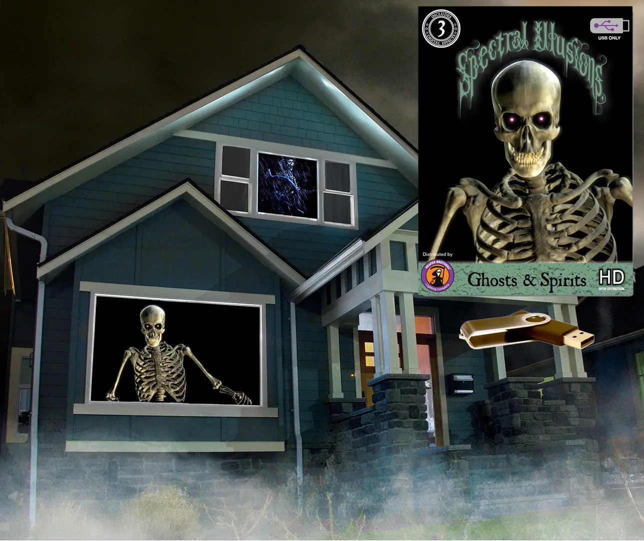 Spectral Illusions Ghosts and Spirits Halloween Digital Decoration on USB