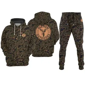 Old Row Outdoors Deer Circle Camo Hoodie Sweatpants Old Row Hoodie Deer Hunting Sweatsuit for Men & Women Camouflage Pullover Hoodie Joggers Outdoor Gift for Hunter