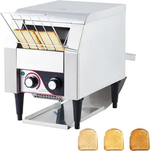Commercial Toaster Conveyor - 150 Slices/H, Heavy Duty Industrial Design, Stainless Steel Electric Oven, Dual Heating Tube, 7-Speed Adjustments for Bagel & Croissant