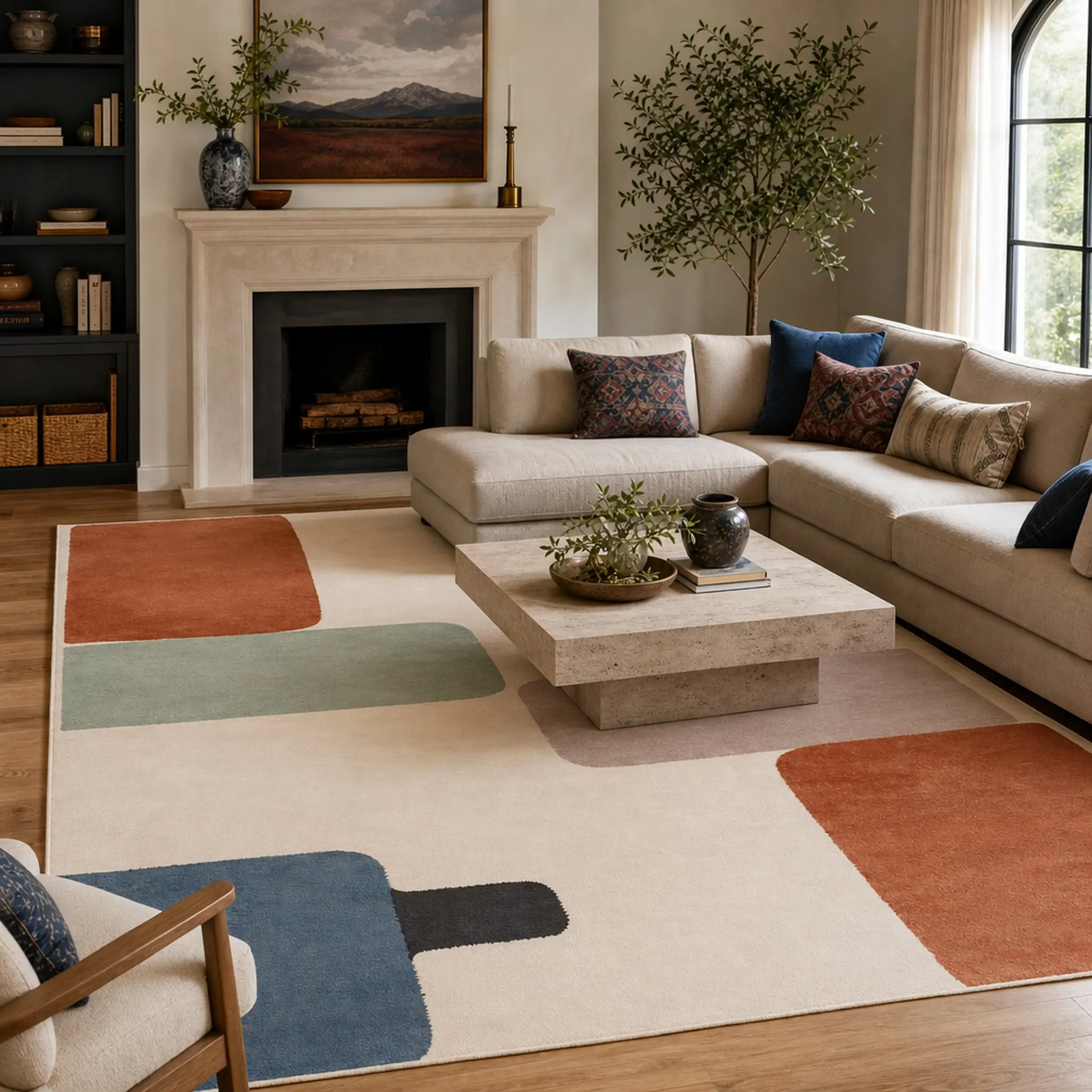 VELUMA V405 Low-Pile Modern Area Rug, Machine Washable, Non-Slip Rubber Base, Available in 40x64 inches, 56x80in, 72x100in, 80x120 inches, for Living Room, Bedroom, Bedside