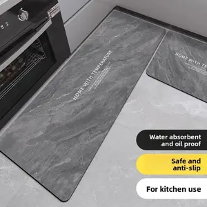 Silica Clay Kitchen Floor Mat, Non-Slip, Waterproof, Oil-Resistant, Stain-Proof, Easy to Clean, No Washing Needed, Ideal for Home Kitchen Entrance