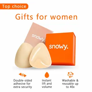Snowy Women's Sticky Bra Push Up Inserts - Double-Sided Adhesive, Backless, Reusable, Sweat & Water Resistant, 2-Cup Boost, Washable Lift Underwear Accessories (Push Up Bras for Women)