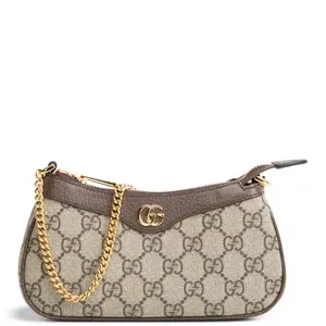 Pre-owned GUCCI GG Supreme Coated Canvas w/ Leather Piping & Trim Shoulder Bags Ophidia Mini GG Supreme