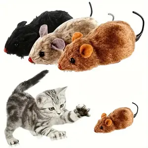 Cute Mouse Shaped Plush Toy, 2 Counts Interactive Cat Toy with Chain Mechanism, Indoor Play & Exercise Cat Toy, Pet Supplies