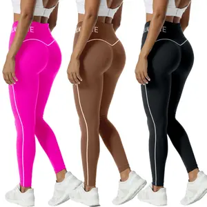 Women's Seamless Ribbed High-Waisted Leggings - Stretchy High Waist, Tummy Control, Butt Lifting Compression Activewear Fitness Pants for Yoga Gym & Casual Wear