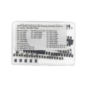 22 Values Total 260 Pieces SMD Rectifier Diode Fast + Recovery Diode + Schottky Diode + Switching Diode Kit