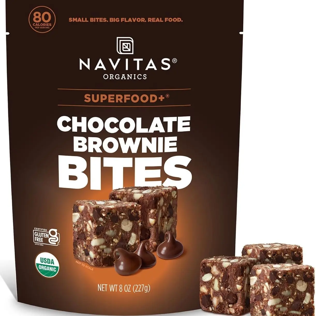 Navitas Organics Chocolate Brownie Superfood+ BITES – Power Snacks – All Natural Plant Based – Clean Energy & Nutrition – USDA Organic, Non GMO, Gluten Free, Kosher, Vegan (8oz. Bag 11 Servings)