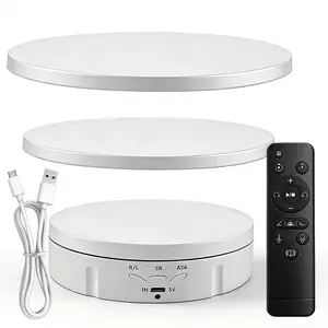 3 in 1 Electric 360 Degree Rotating Display Stand with 3 Plates Adjustable Speed Perfect for Product Photography and Live Streaming