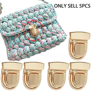5pcs/set Lock Clasp Catch Purse Thumb Lock Purse Buckle Fasteners Wallet Buckle Purse Metal Clasp Locks for DIY Making Craft Bag Purse Buckle Accessories Replacement Accessories For Bags