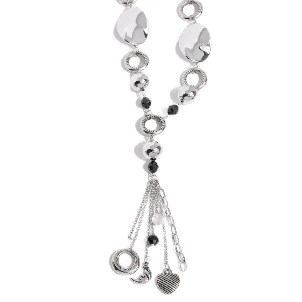 Total Eclipse Of The Heart Necklace with Heart Charms and Circular Elements Design