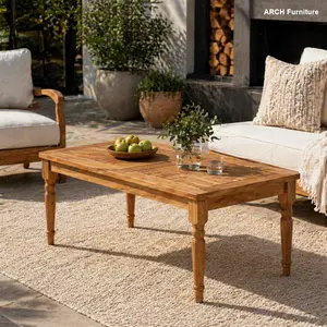 ARCH Classic Acacia Wooden Lightweight Outdoor Coffee Table - Natural Finish, Patio Furniture, Coffee Table Decor, Lightweight Outdoor Table, Wooden Outdoor Table
