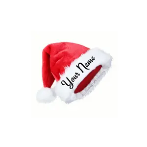 Personalized Christmas Santa Hat with Names - Custom Holiday Hat - Red Hat with White Faux Fur Trim